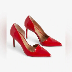 Express Red Brian Atwood Notch Cutout Pumps Size 10